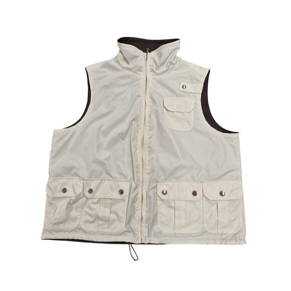 Ralph Lauren Brown/Cream Multi Pocket Reversible Vest 100% Polyester Sz 1X - Picture 7 of 11